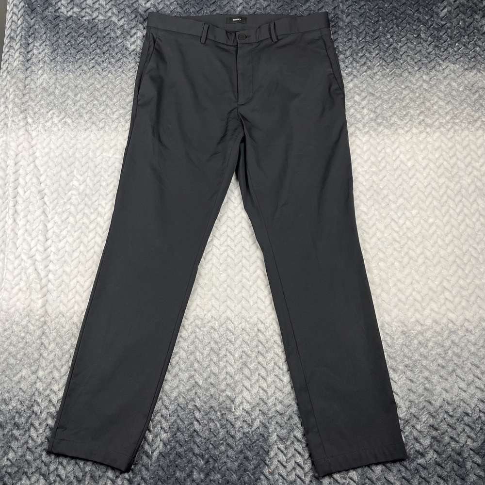 Theory Mens Zaine Neoteric Slim Fit Dress Pants Black Size 34 Business Casual